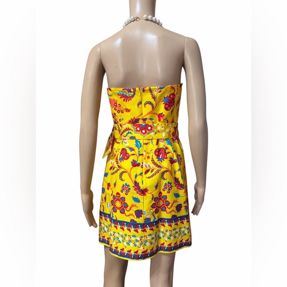 NWT Adrianna Papell Women's Sz 2 Cotton Printed O-Ring Strapless Cocktail Dress - Picture 7 of 13